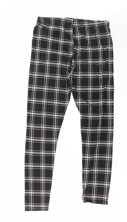Primark Womens Black Check Polyester Leggings Size S L27 in