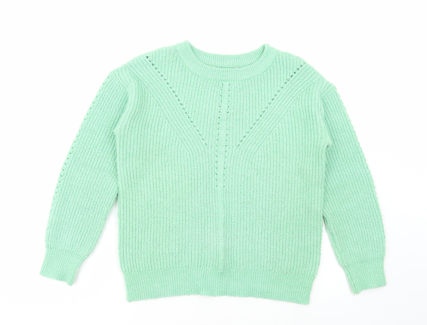 George Womens Green Round Neck Acrylic Pullover Jumper Size S