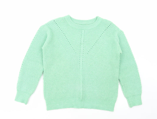 George Womens Green Round Neck Acrylic Pullover Jumper Size S