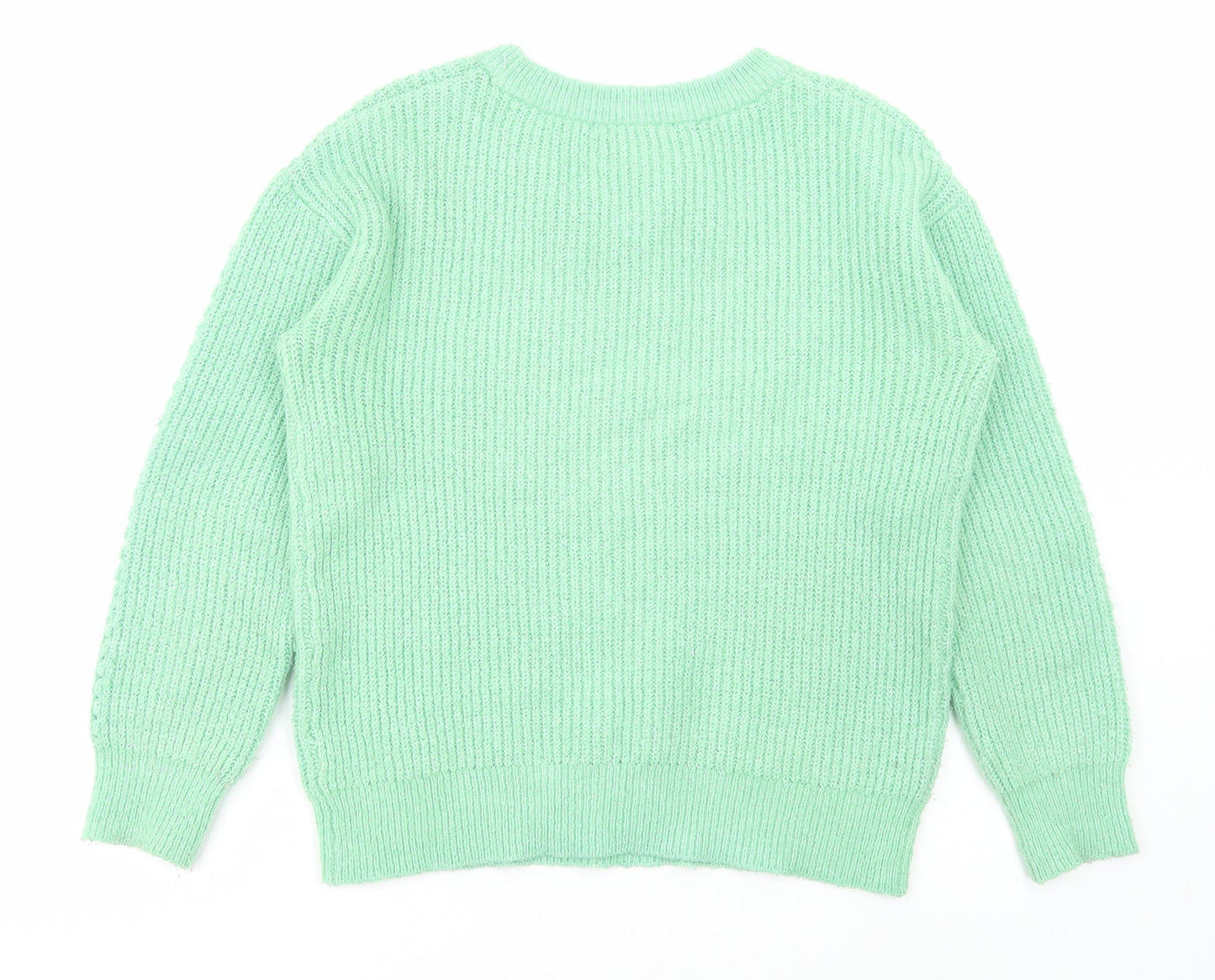 George Womens Green Round Neck Acrylic Pullover Jumper Size S