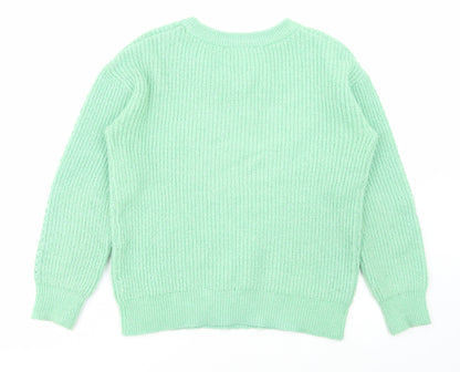 George Womens Green Round Neck Acrylic Pullover Jumper Size S