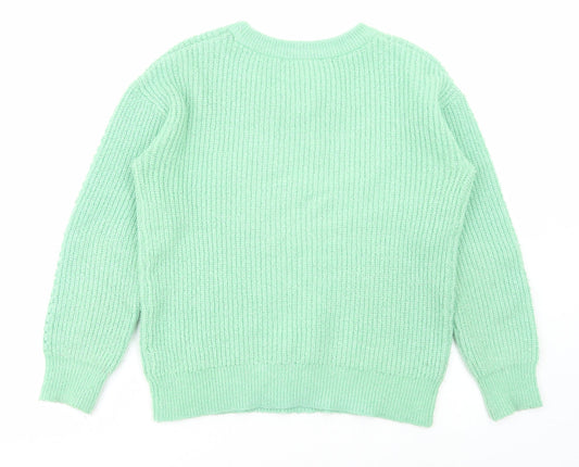 George Womens Green Round Neck Acrylic Pullover Jumper Size S