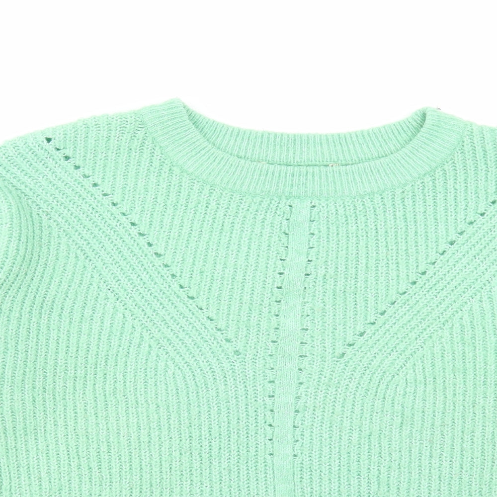 George Womens Green Round Neck Acrylic Pullover Jumper Size S