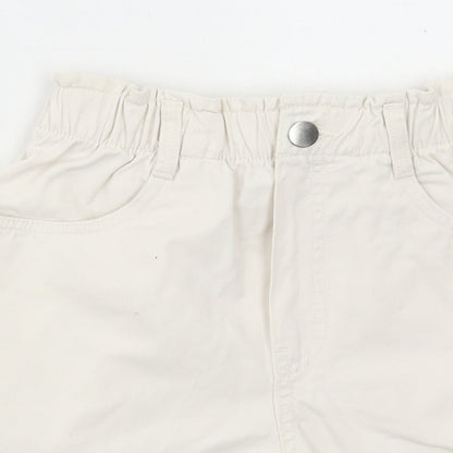 H&M Womens White Cotton Paperbag Shorts Size XS L3 in Regular Zip