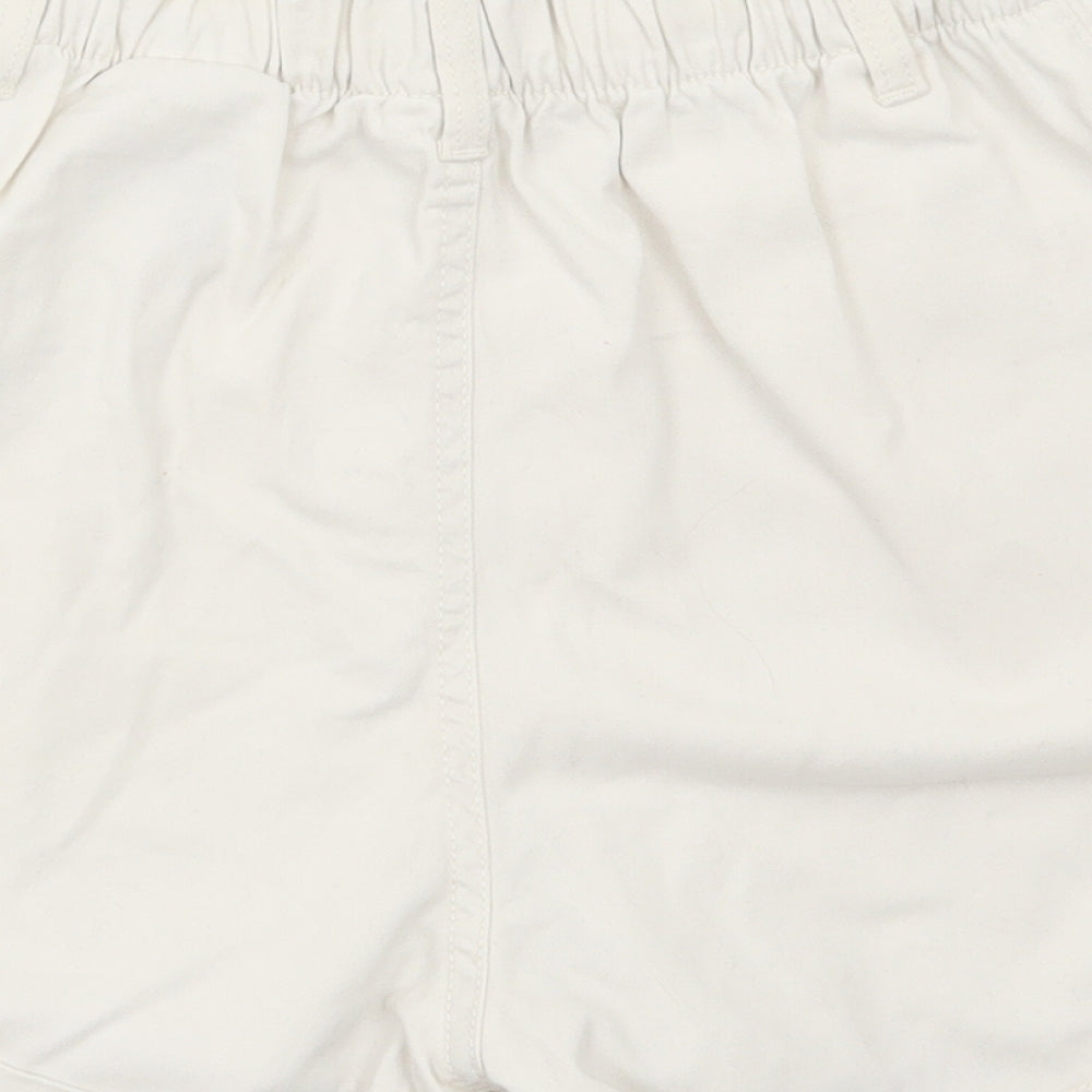 H&M Womens White Cotton Paperbag Shorts Size XS L3 in Regular Zip