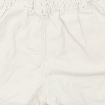 H&M Womens White Cotton Paperbag Shorts Size XS L3 in Regular Zip