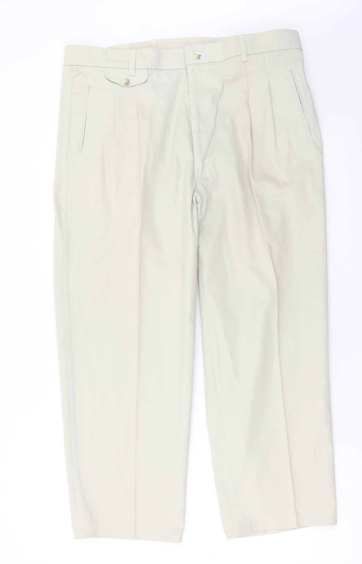 Preworn Mens Beige Cotton Chino Trousers Size 36 in L26 in Regular Hook & Eye