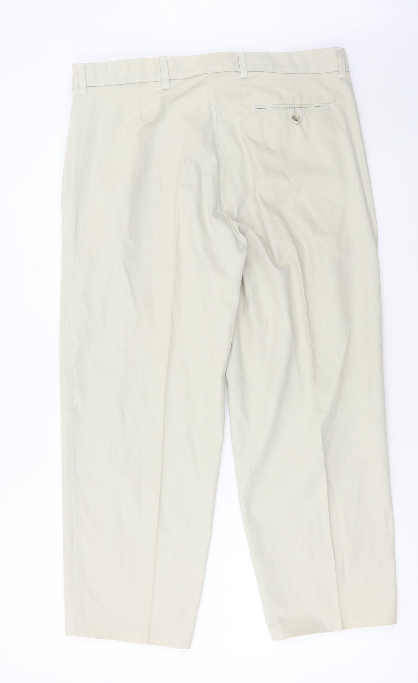 Preworn Mens Beige Cotton Chino Trousers Size 36 in L26 in Regular Hook & Eye
