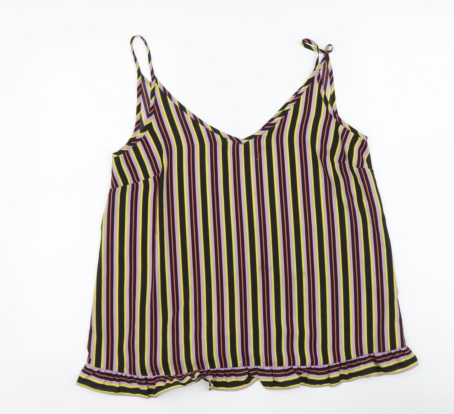 Papaya Womens Multicoloured Striped Polyester Camisole Tank Size 12 V-Neck