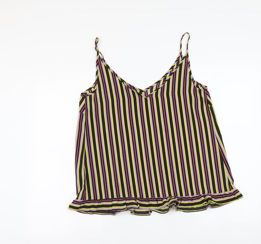 Papaya Womens Multicoloured Striped Polyester Camisole Tank Size 12 V-Neck