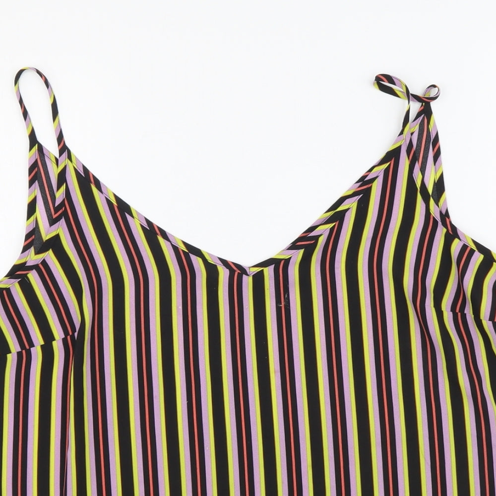 Papaya Womens Multicoloured Striped Polyester Camisole Tank Size 12 V-Neck