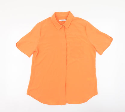 Womens UK Size 8 Marks and Spencer Orange Basic Button-Up