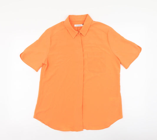 Womens UK Size 8 Marks and Spencer Orange Basic Button-Up