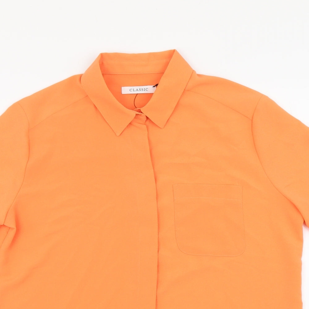 Womens UK Size 8 Marks and Spencer Orange Basic Button-Up