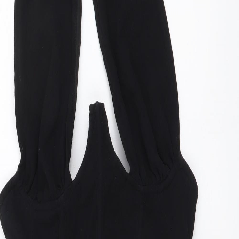 PRETTYLITTLETHING Womens Black Cotton Mini Size 6 Halter Zip