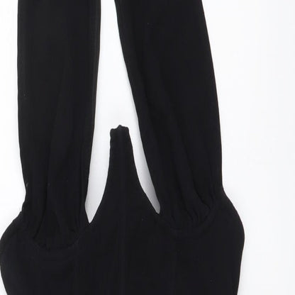 PRETTYLITTLETHING Womens Black Cotton Mini Size 6 Halter Zip