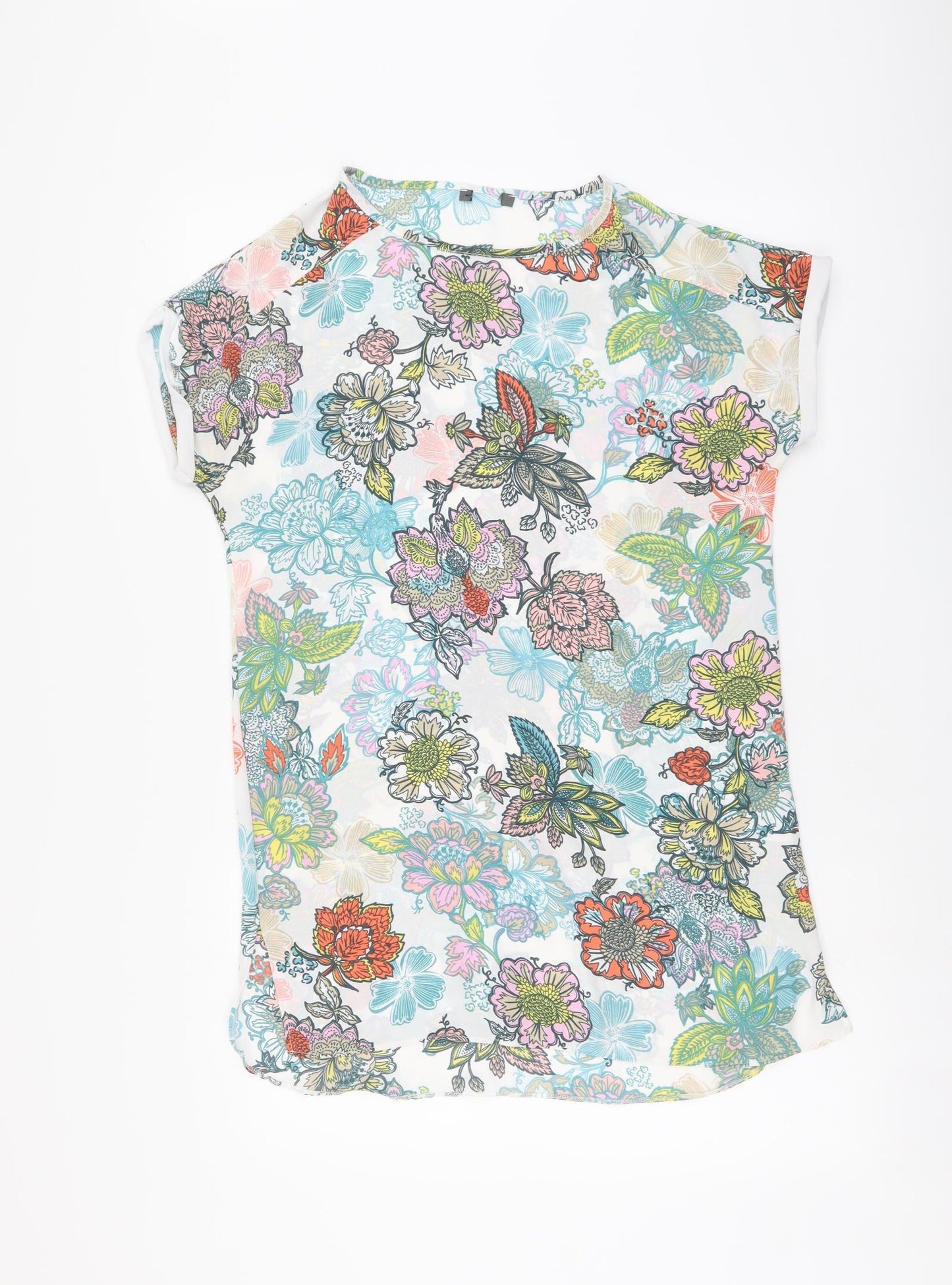 Womens UK Size 10 Preworn Multicoloured Basic Blouse