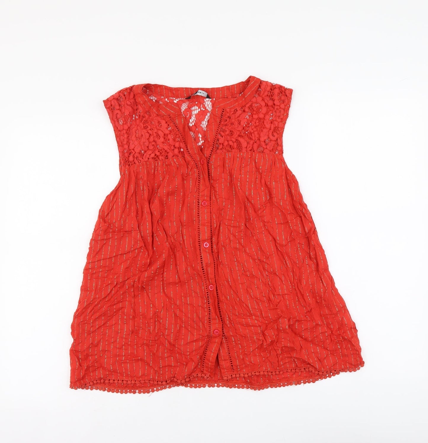 Womens UK Size 12 Roman Red Basic Button-Up