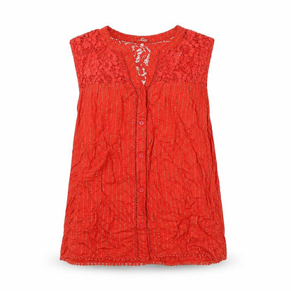 Womens UK Size 12 Roman Red Basic Button-Up
