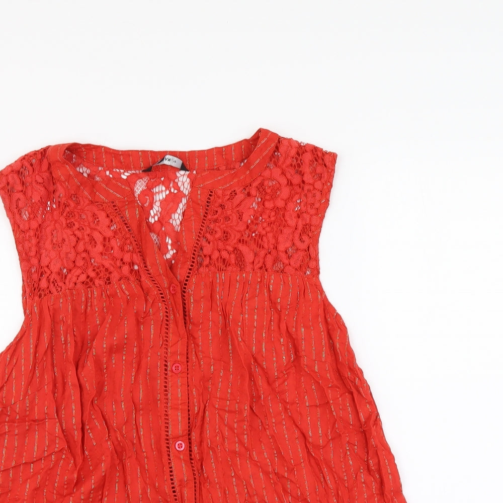 Womens UK Size 12 Roman Red Basic Button-Up