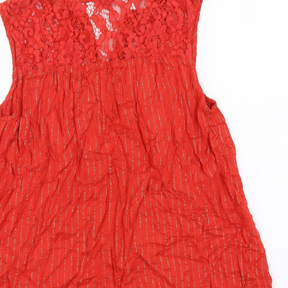 Womens UK Size 12 Roman Red Basic Button-Up