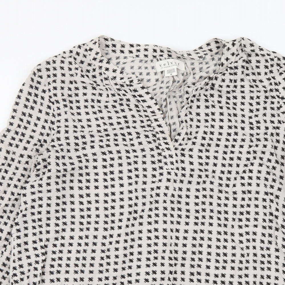 Womens UK Size M Velvet Grey Basic Blouse