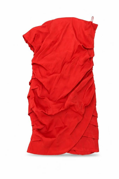Zara Womens Red Polyester Mini Size S Off the Shoulder Zip