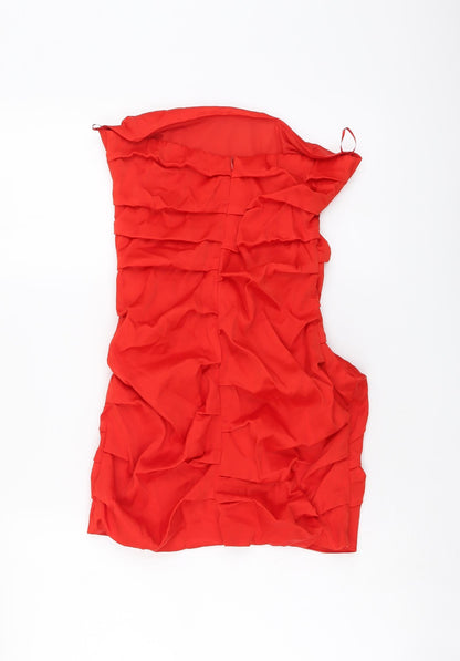Zara Womens Red Polyester Mini Size S Off the Shoulder Zip