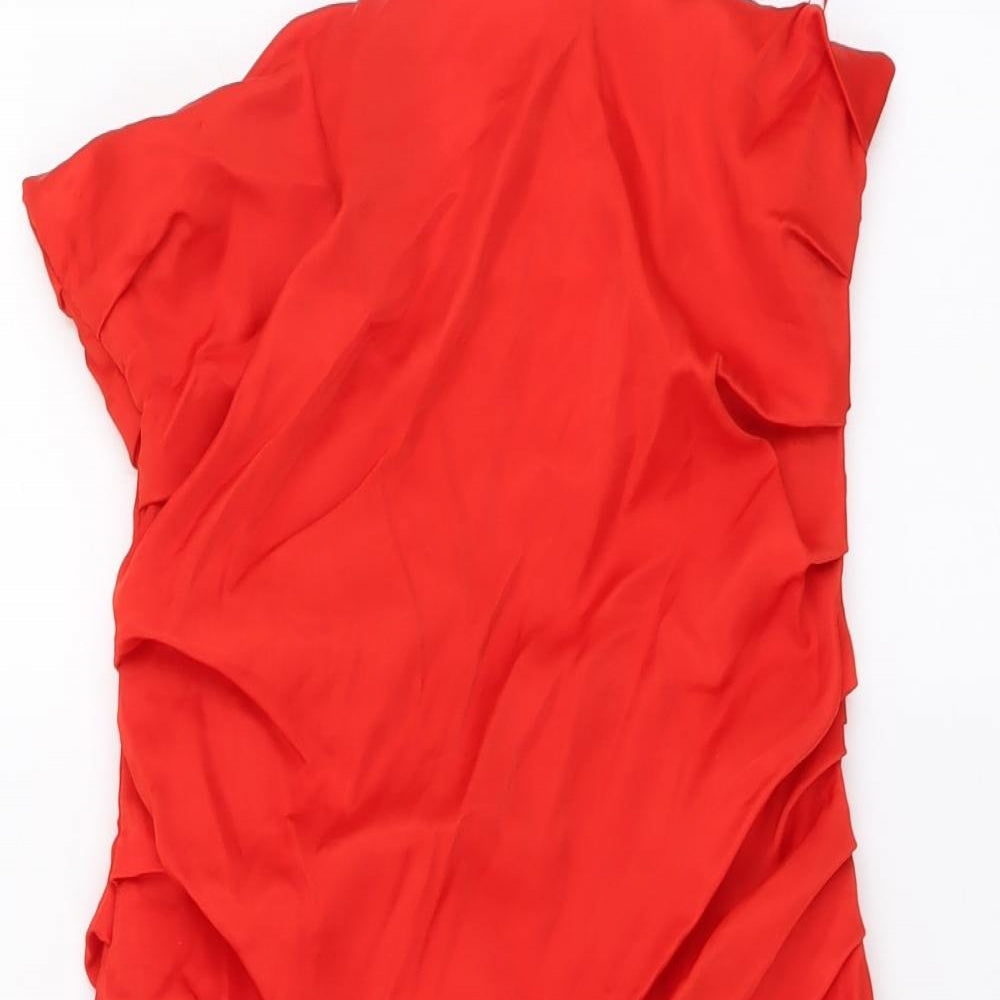 Zara Womens Red Polyester Mini Size S Off the Shoulder Zip