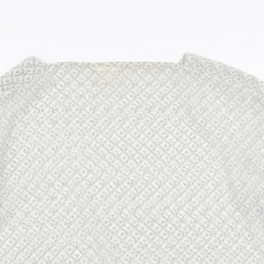 H^&M Womens Ivory Geometric Polyester Basic Blouse Size M Square Neck