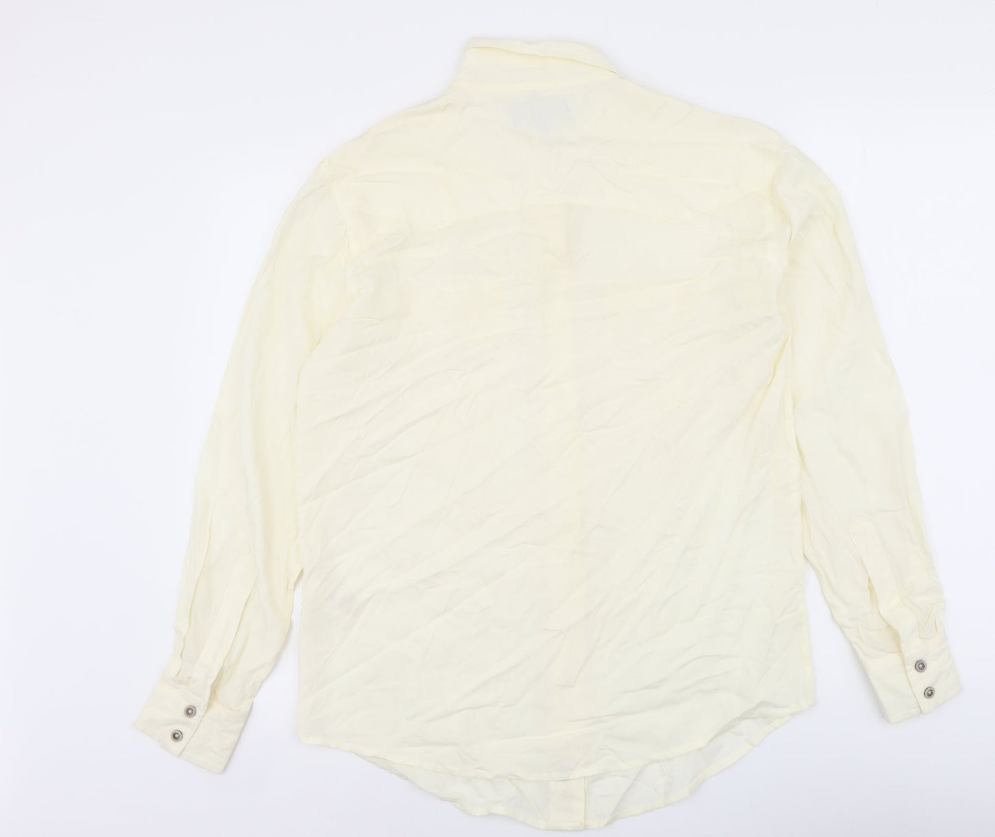 Frye Womens Ivory Polyester Basic Button-Up Size S Collared