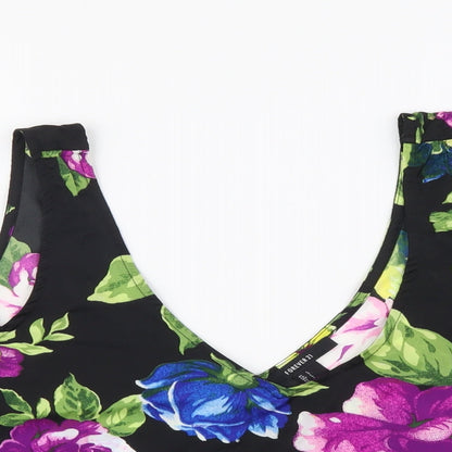 Womens UK Size L FOREVER 21 Black Cropped Blouse