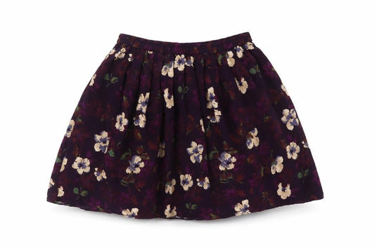 Positive Attitude Womens Purple Floral Polyester Skater Skirt Size S Drawstring