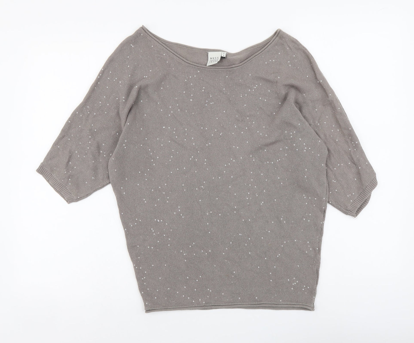 Miss Capitan Womens Beige Round Neck Acrylic Pullover Jumper Size S