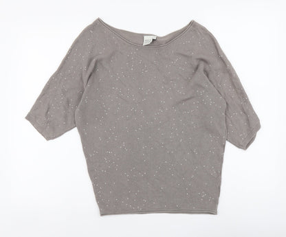 Miss Capitan Womens Beige Round Neck Acrylic Pullover Jumper Size S