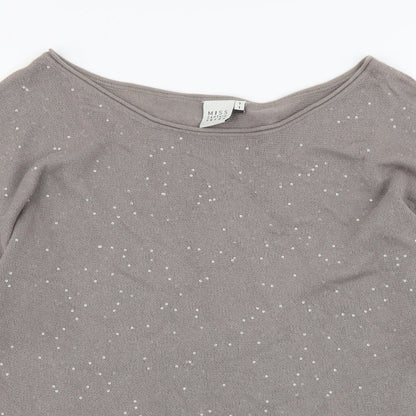 Miss Capitan Womens Beige Round Neck Acrylic Pullover Jumper Size S