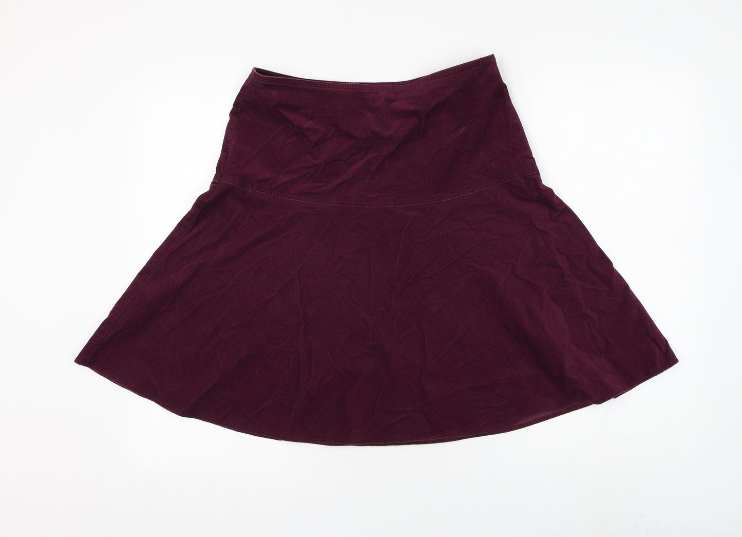 Marks and Spencer Womens Purple Cotton Skater Skirt Size 10 Zip
