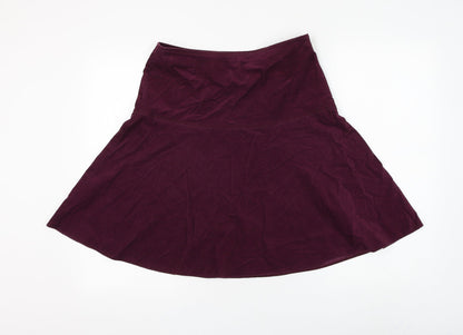 Marks and Spencer Womens Purple Cotton Skater Skirt Size 10 Zip