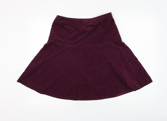 Marks and Spencer Womens Purple Cotton Skater Skirt Size 10 Zip
