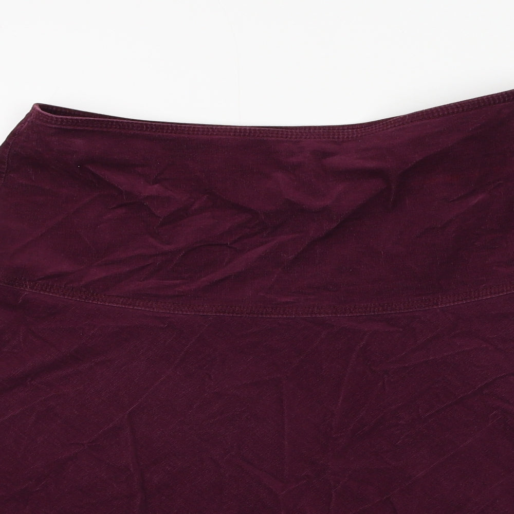Marks and Spencer Womens Purple Cotton Skater Skirt Size 10 Zip