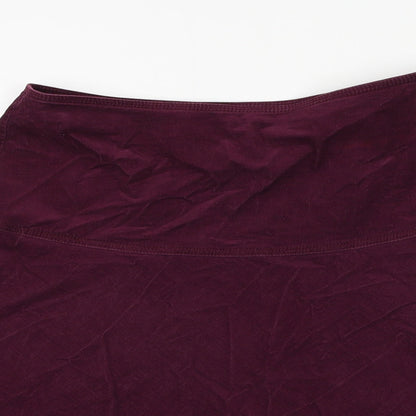 Marks and Spencer Womens Purple Cotton Skater Skirt Size 10 Zip
