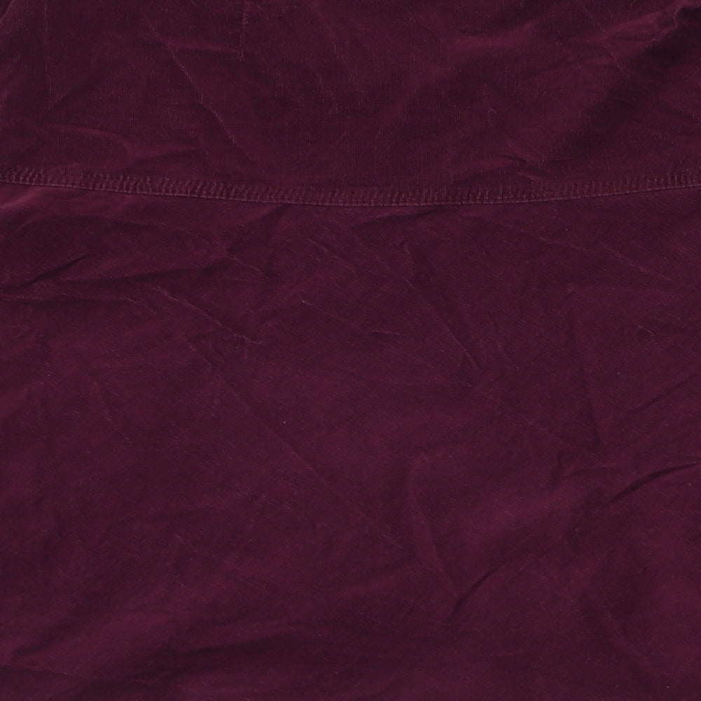 Marks and Spencer Womens Purple Cotton Skater Skirt Size 10 Zip