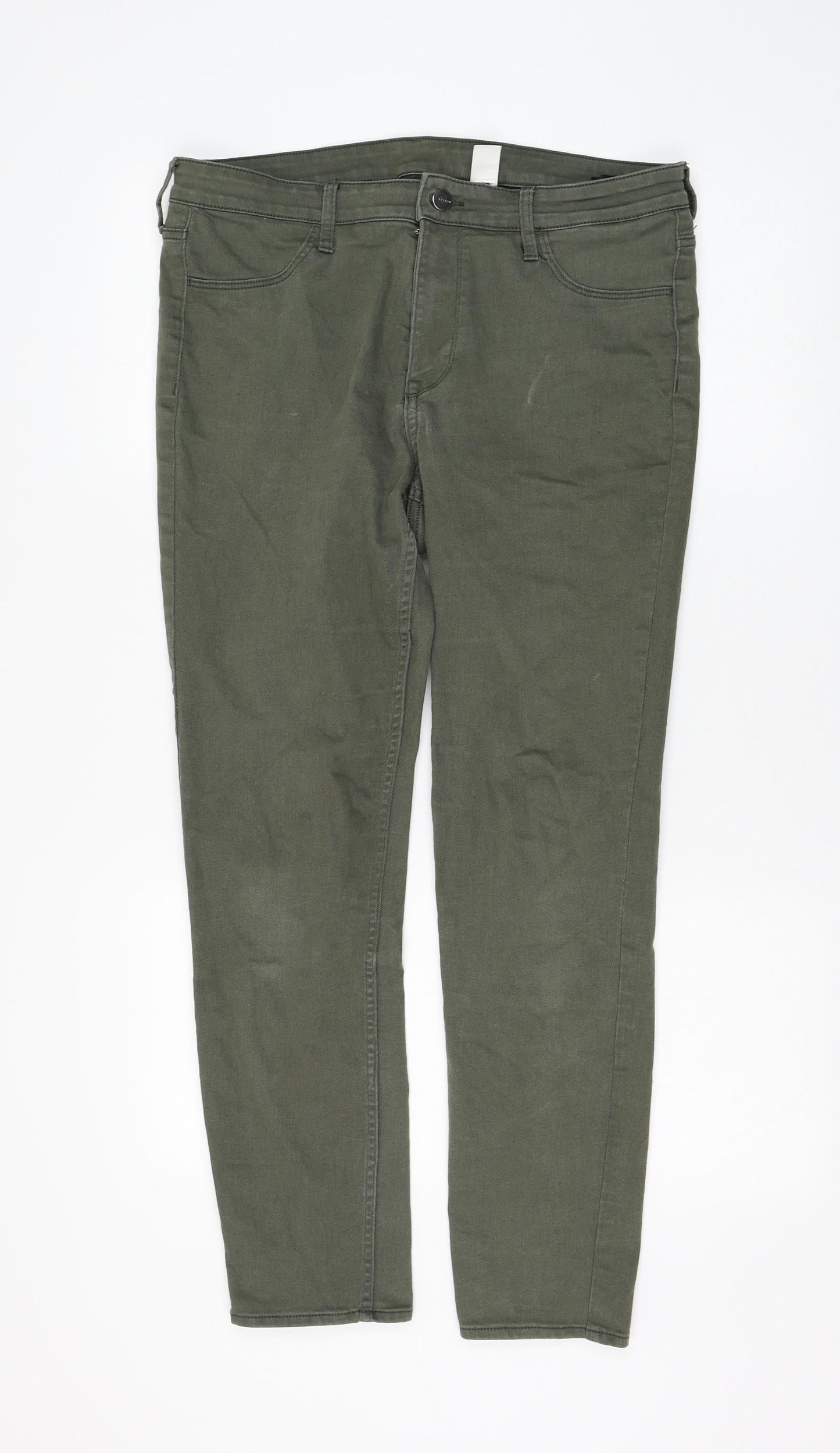 Womens UK Size 33 in H&M Regular Fit Skinny Green Jeans