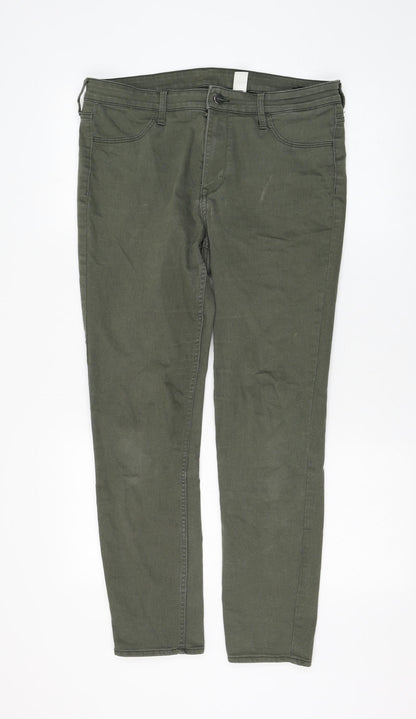 Womens UK Size 33 in H&M Regular Fit Skinny Green Jeans