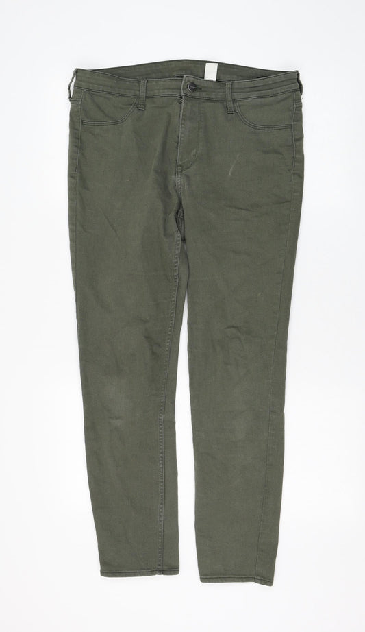 Womens UK Size 33 in H&M Regular Fit Skinny Green Jeans