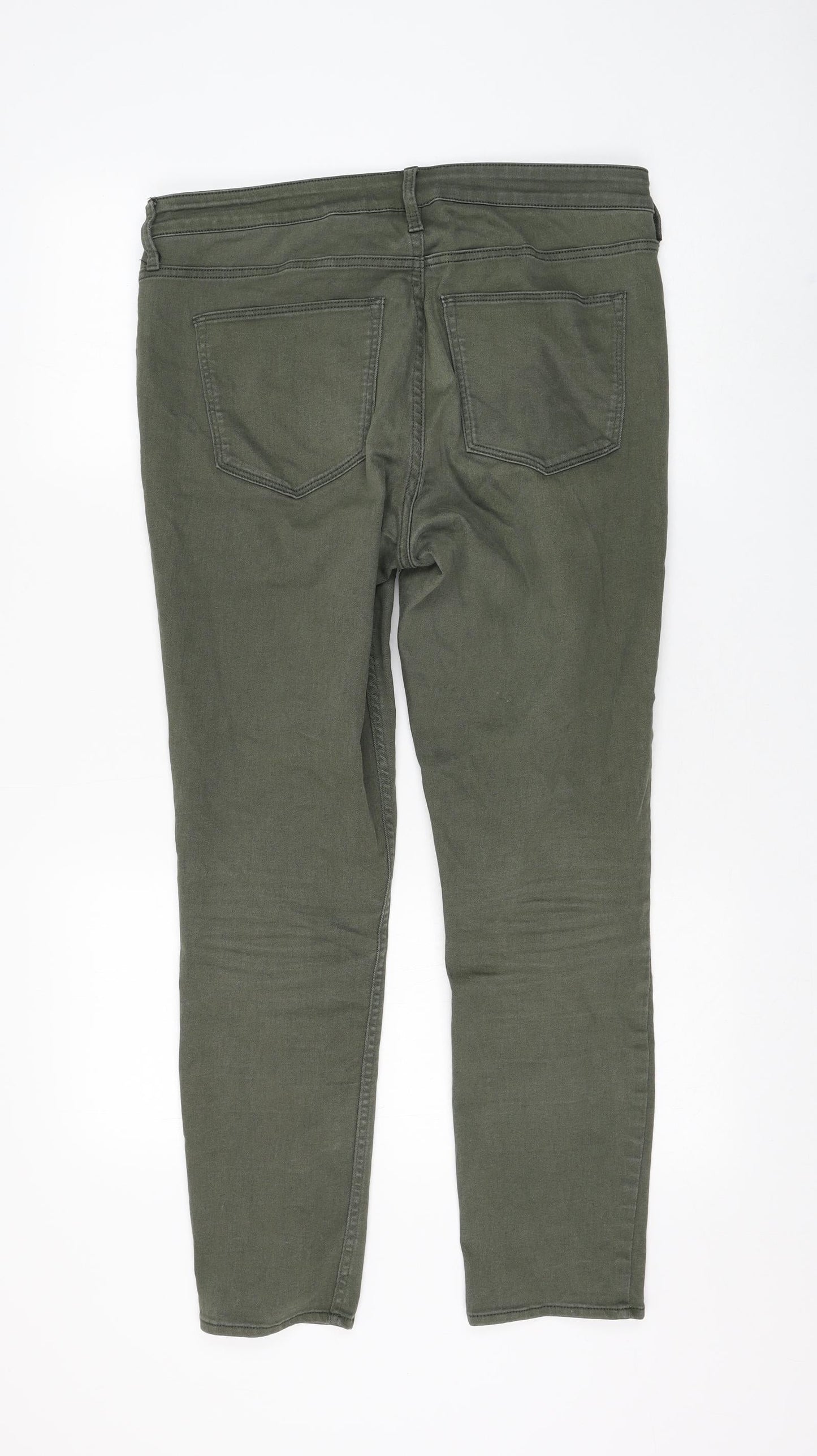 Womens UK Size 33 in H&M Regular Fit Skinny Green Jeans
