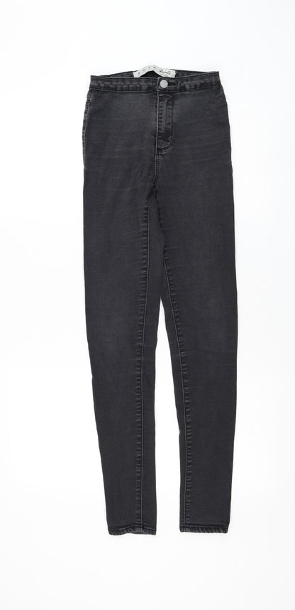 Primark Womens Black Cotton Skinny Jeans Size 8 L28 in Regular Zip