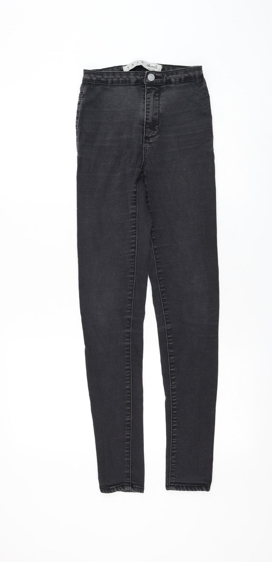 Primark Womens Black Cotton Skinny Jeans Size 8 L28 in Regular Zip