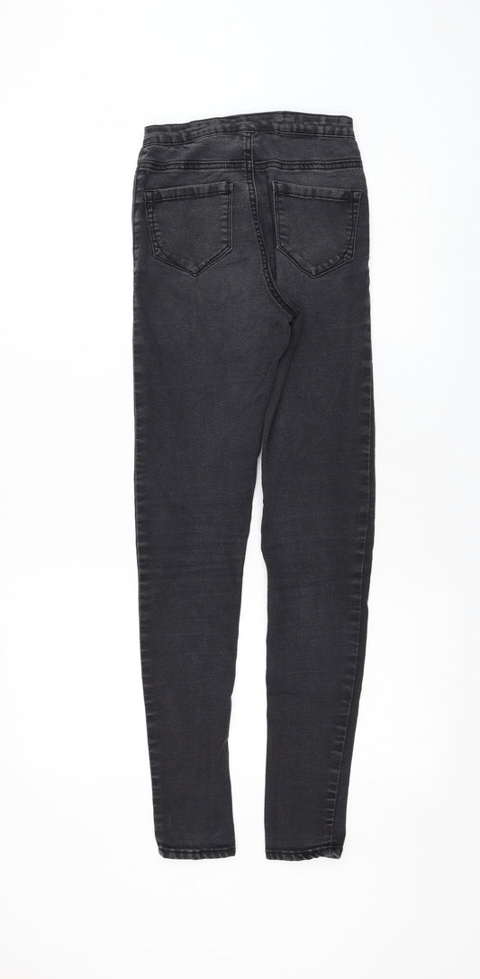 Primark Womens Black Cotton Skinny Jeans Size 8 L28 in Regular Zip