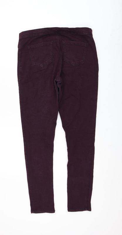 Topshop Womens Purple Cotton Jegging Jeans Size 12 L28 in Regular
